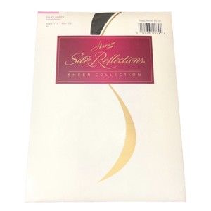 VTG Hanes Silk Reflections Opaque Pantyhose Size CD Jet Black Control Top